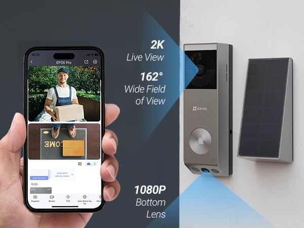 Amazon.co.jp: EZVIZ 3MP+2MP デュアルレンズビデオドアベルキット